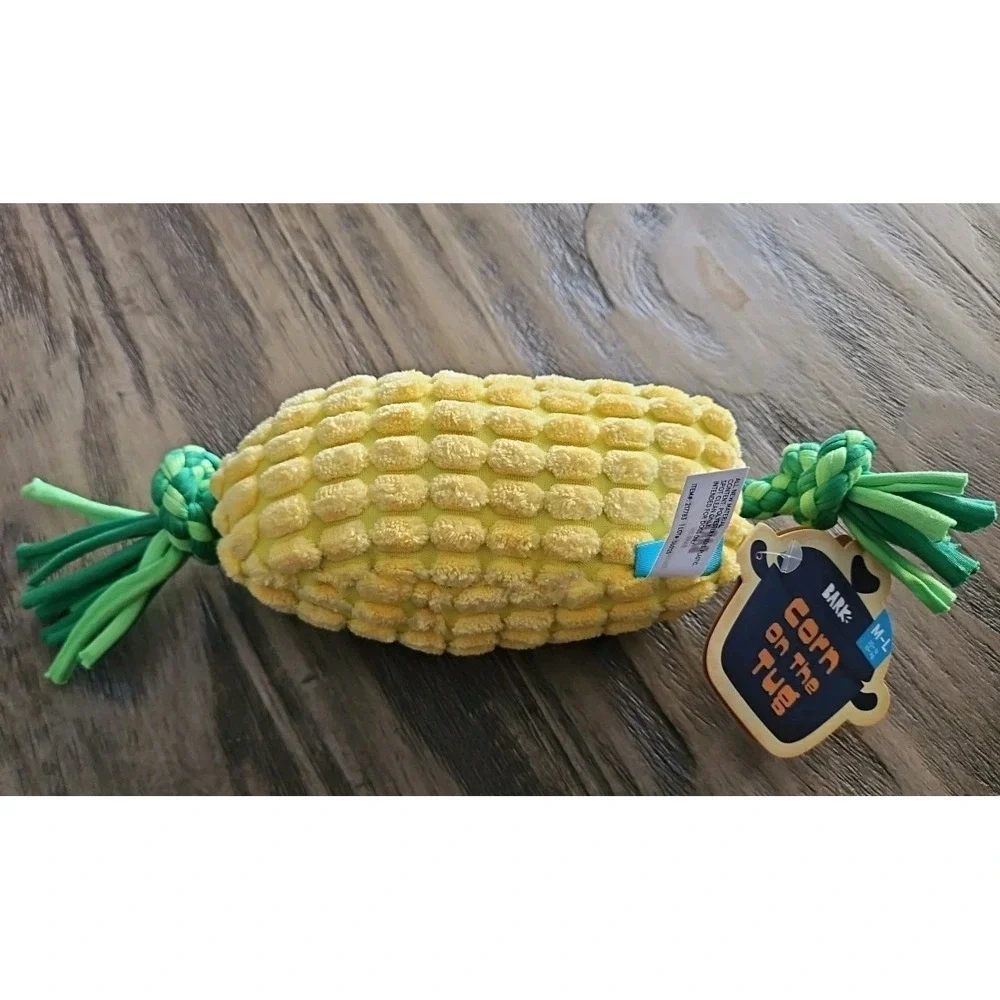 Bark Box Dog Toy Corn Tug Thanksgiving Crinkle Medium Large 20 Pounds +
